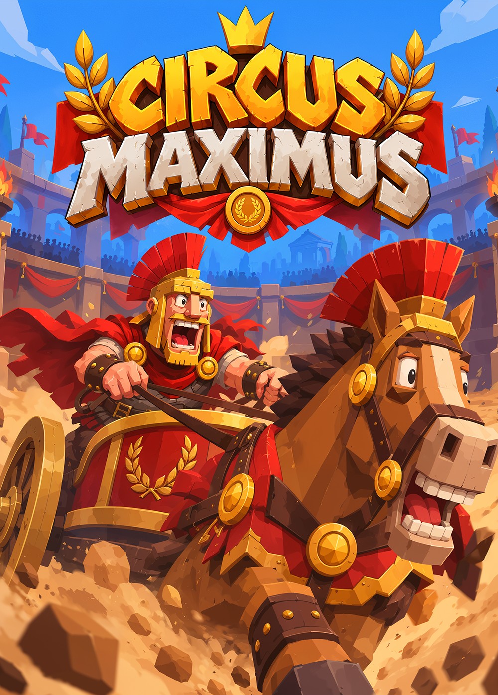 Circus Maximus — Roman chariot-race crash game art by ZinZin Studios