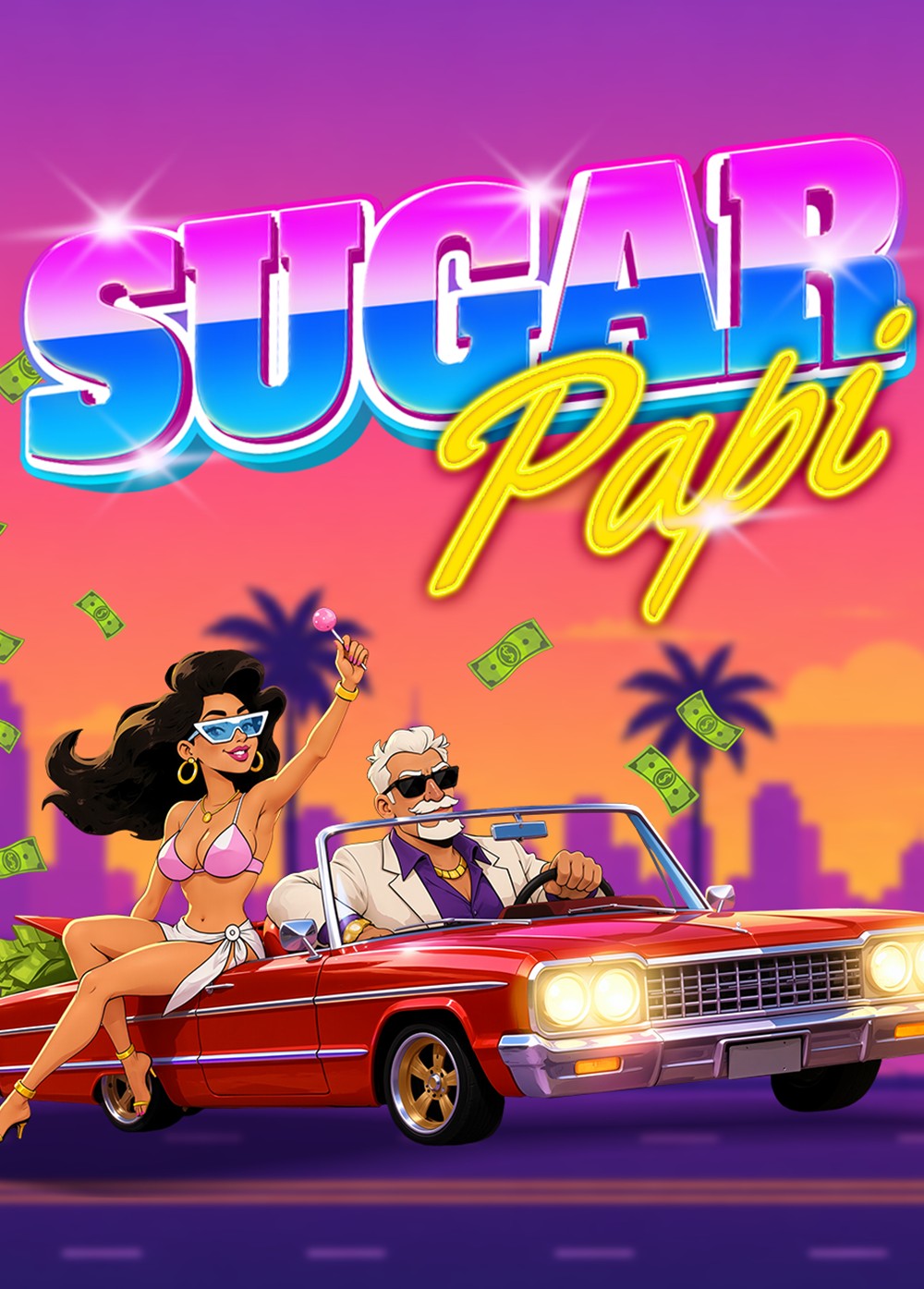 Sugar Papi — Miami sunset slot game art by ZinZin Studios